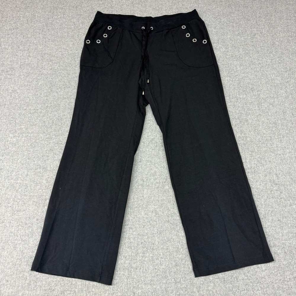 Bebe | Wide Leg Lounge Pants | XL | Black | Rhinestone Grommet Drawstring Casual